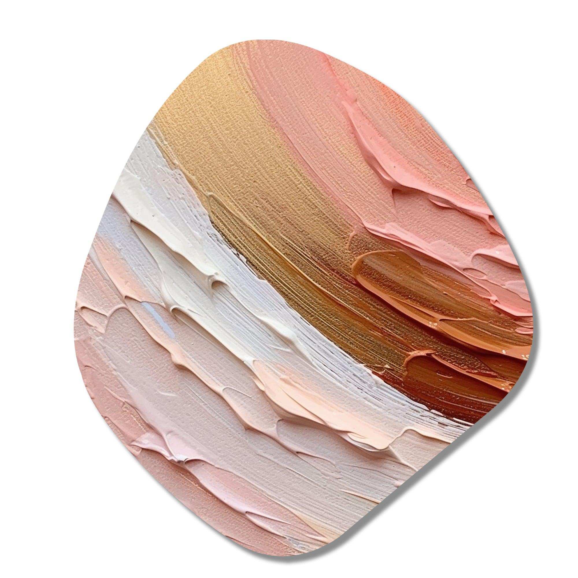 Peach and Gold Spiral Radiance - Asymmetric Metal Wall Art