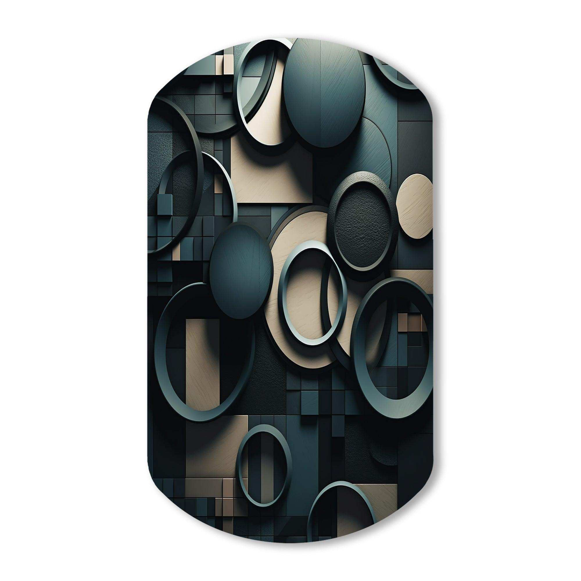 Teal Fragmented Forms - Asymmetric Metal Wall Art