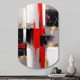 Red and Gold Cubic Abstract I - Asymmetric Metal Wall Art