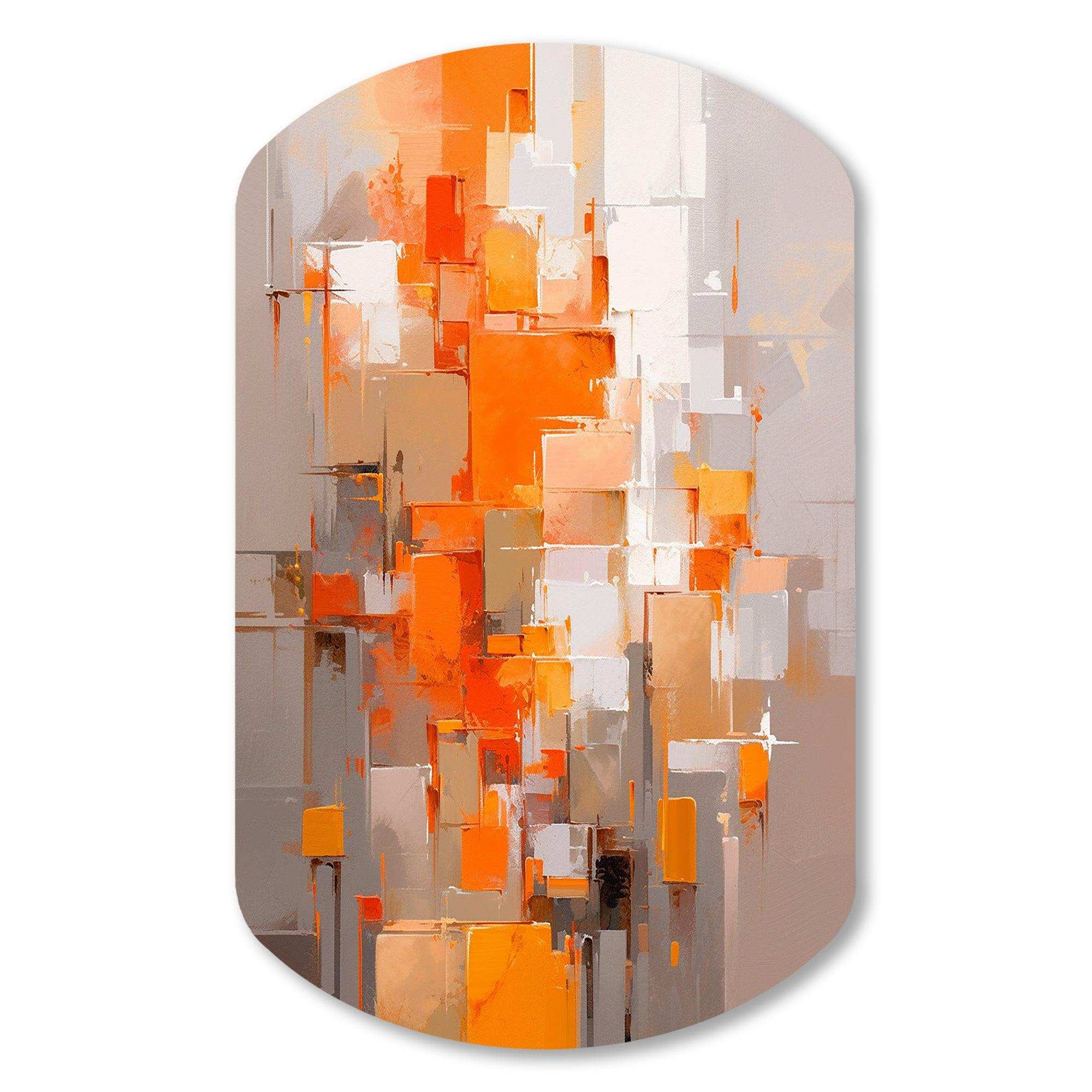 Orange Brown Shattered Realities - Asymmetric Metal Wall Art
