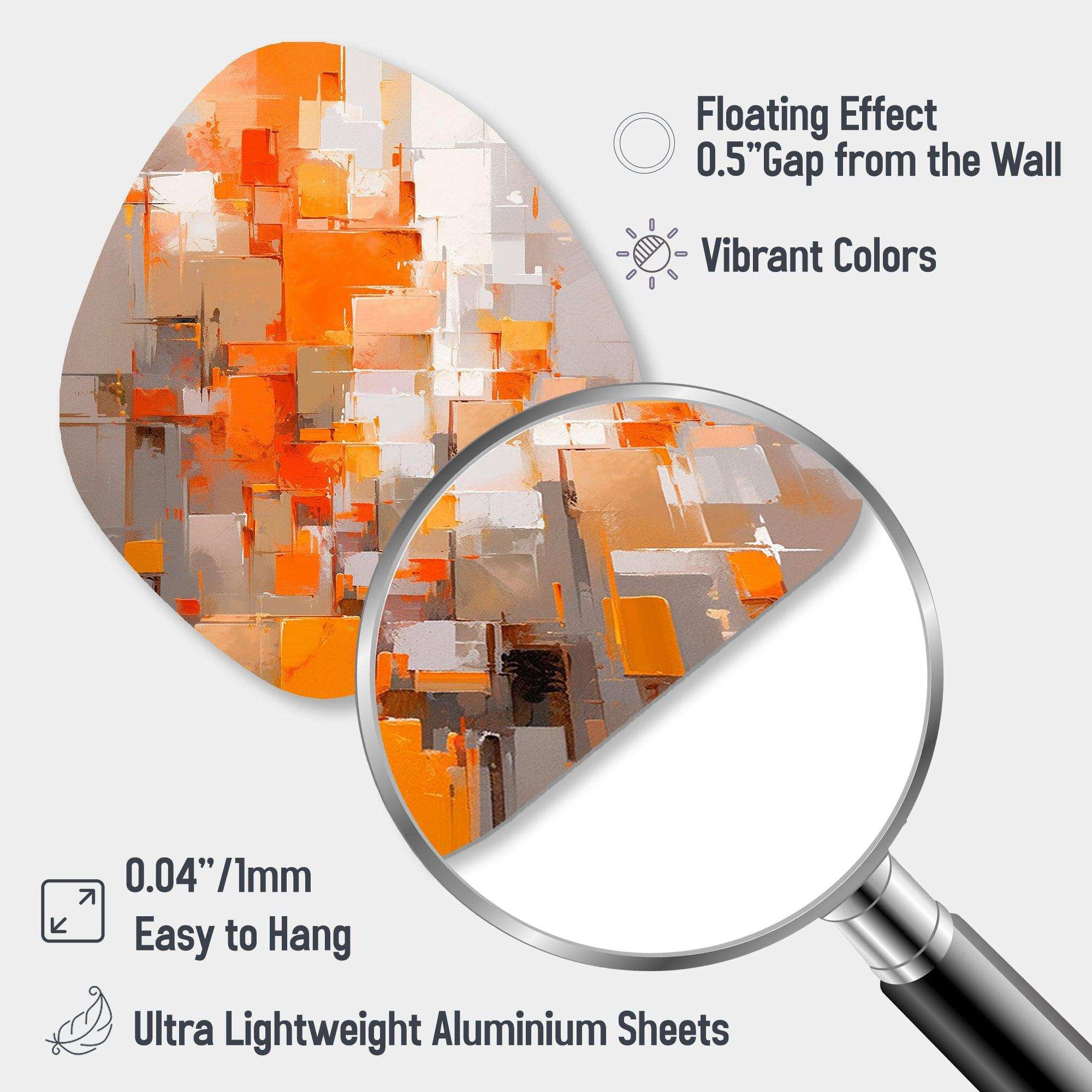 Orange Brown Shattered Realities - Asymmetric Metal Wall Art