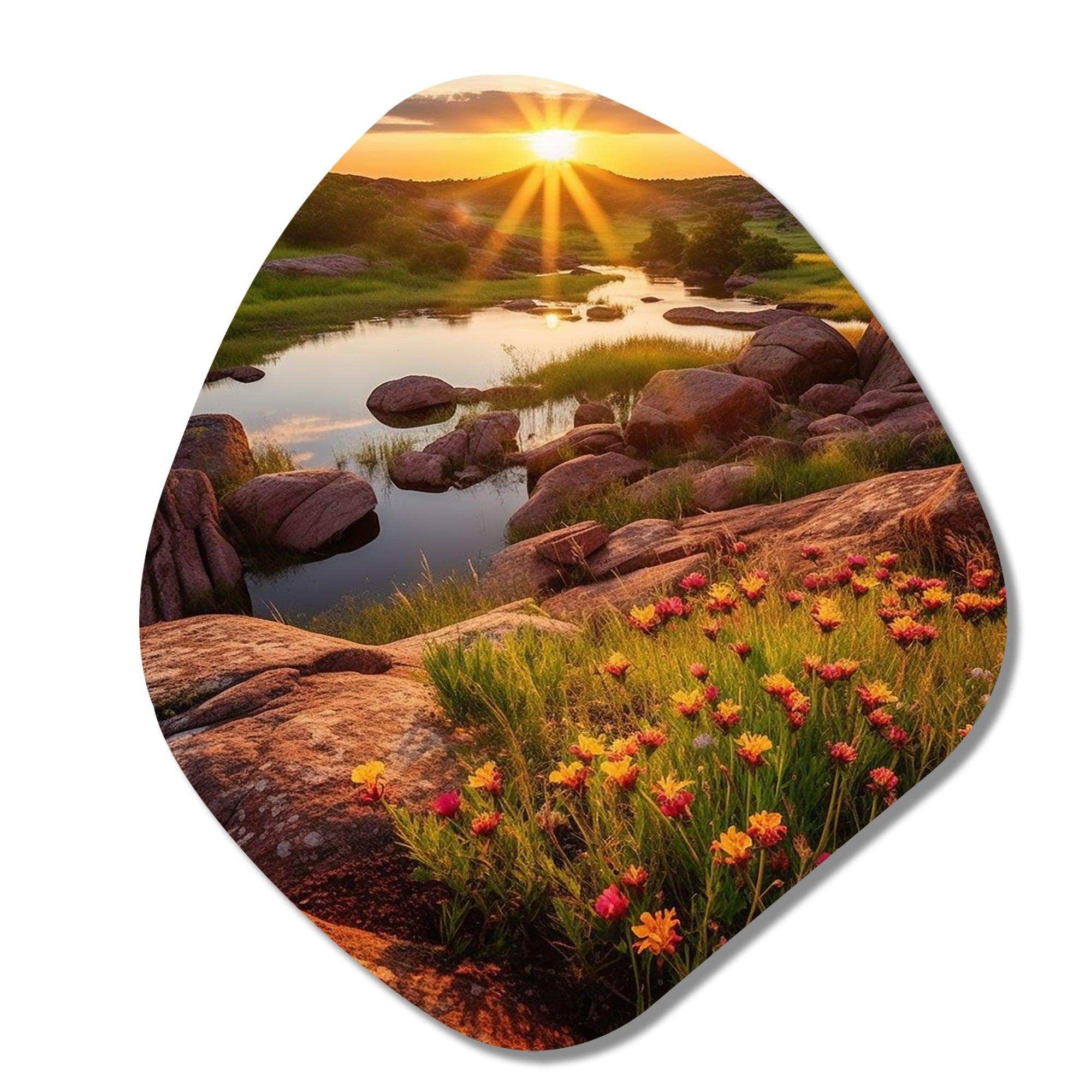 Oklahoma Wichita Mountains Sunset - Asymmetric Metal Wall Art