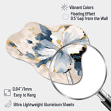 Blue White Hibiscus Tropical Harmony Flowers II - Asymmetric Metal Wall Art
