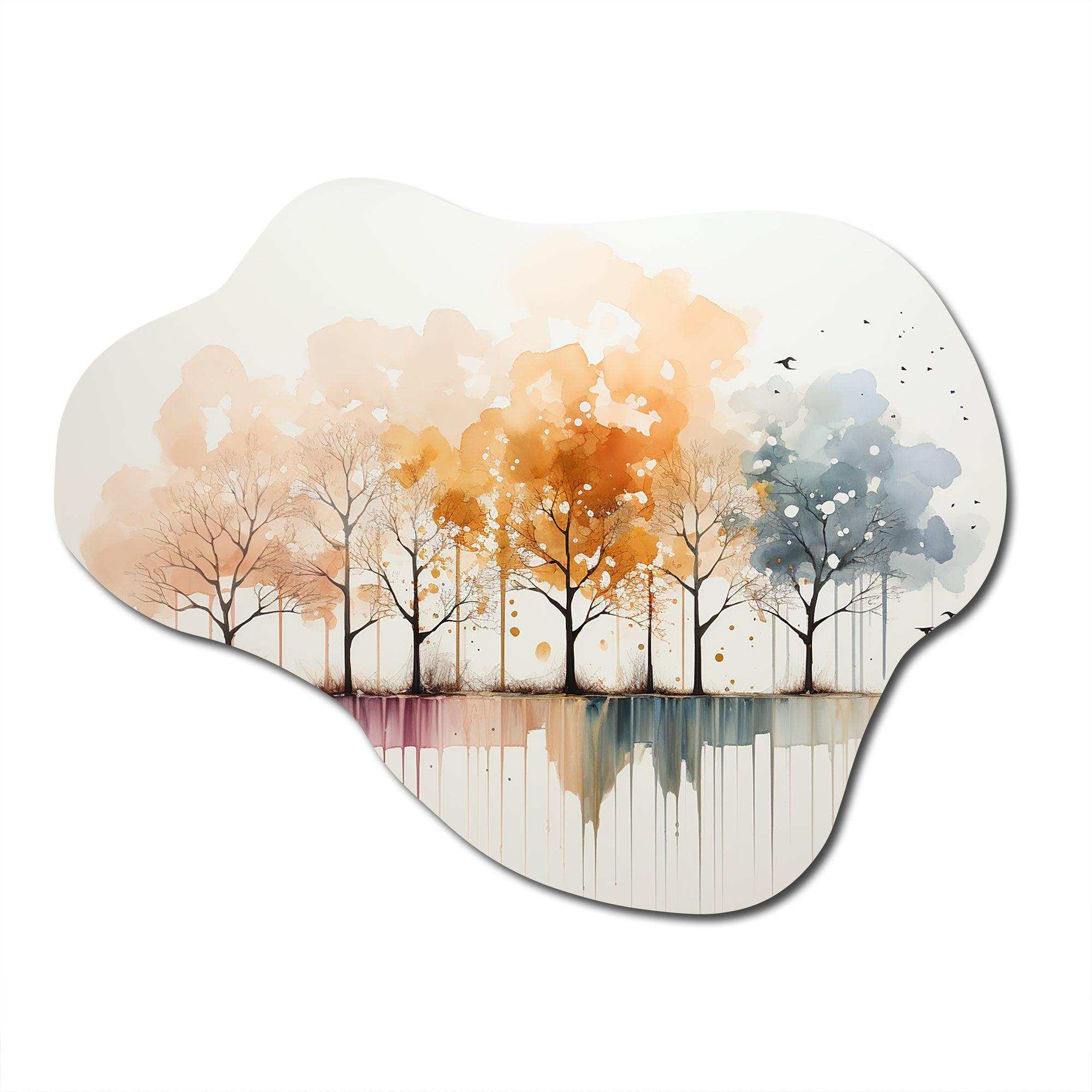 Minimalism Yellow Tree Solitude II - Asymmetric Metal Wall Art