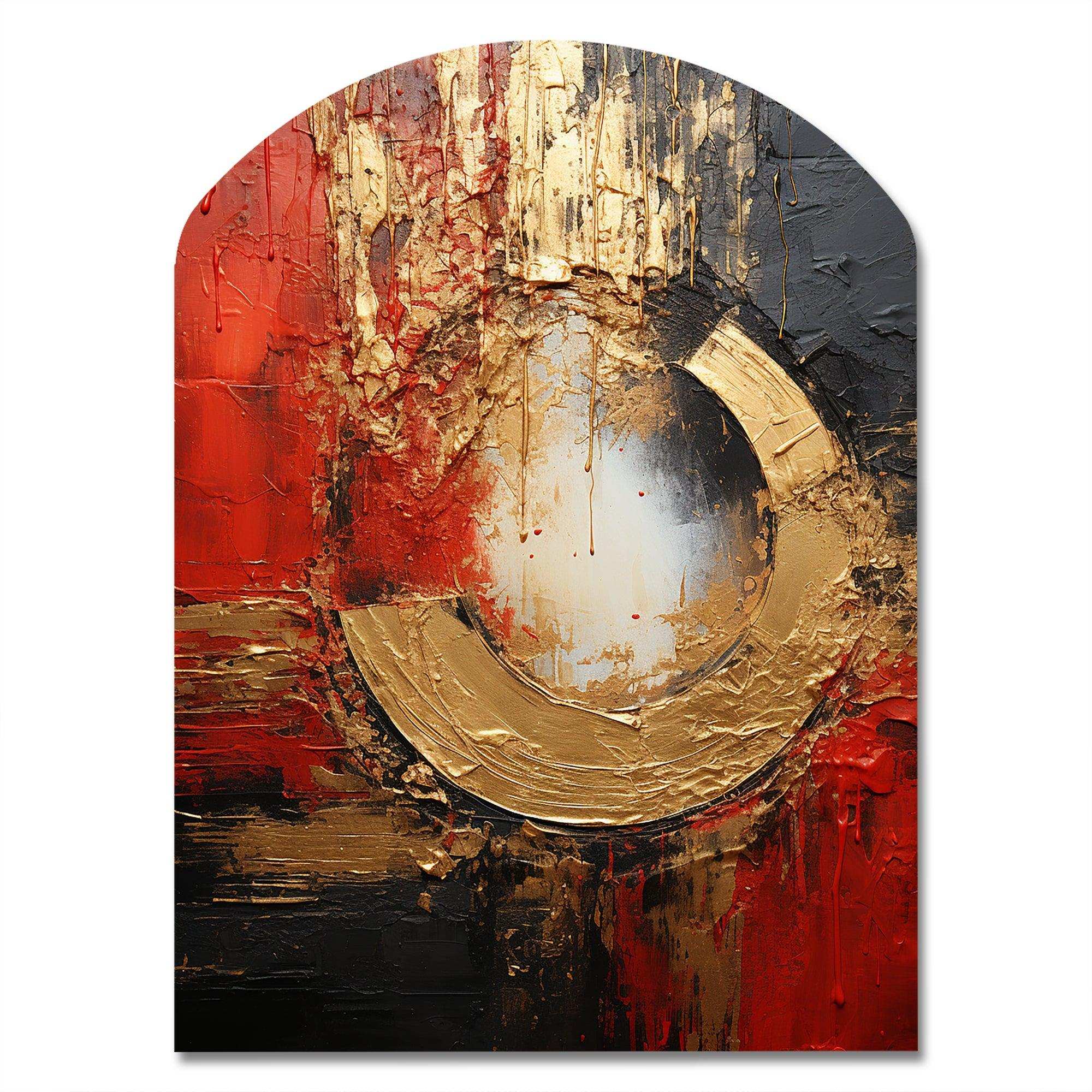 Red Gold Fusion Spiral II - Asymmetric Metal Wall Art