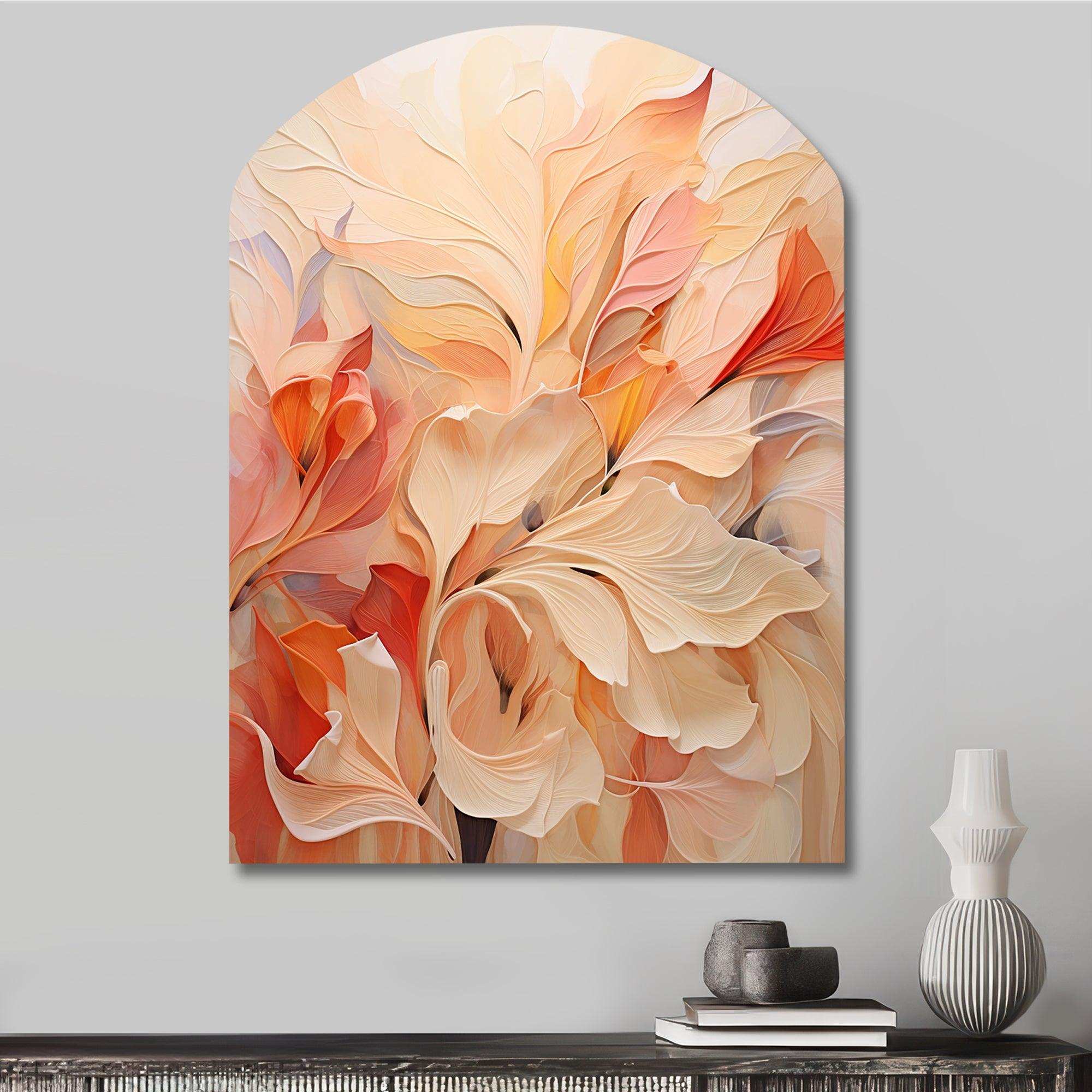 Minimalism Peach Flowers - Asymmetric Metal Wall Art