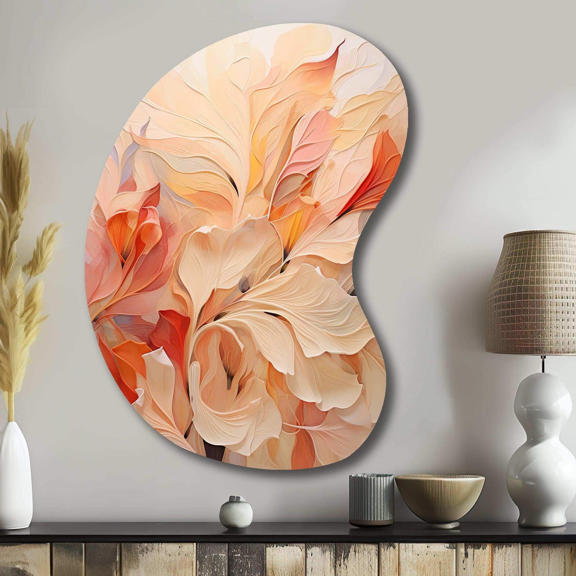 Minimalism Peach Flowers - Asymmetric Metal Wall Art