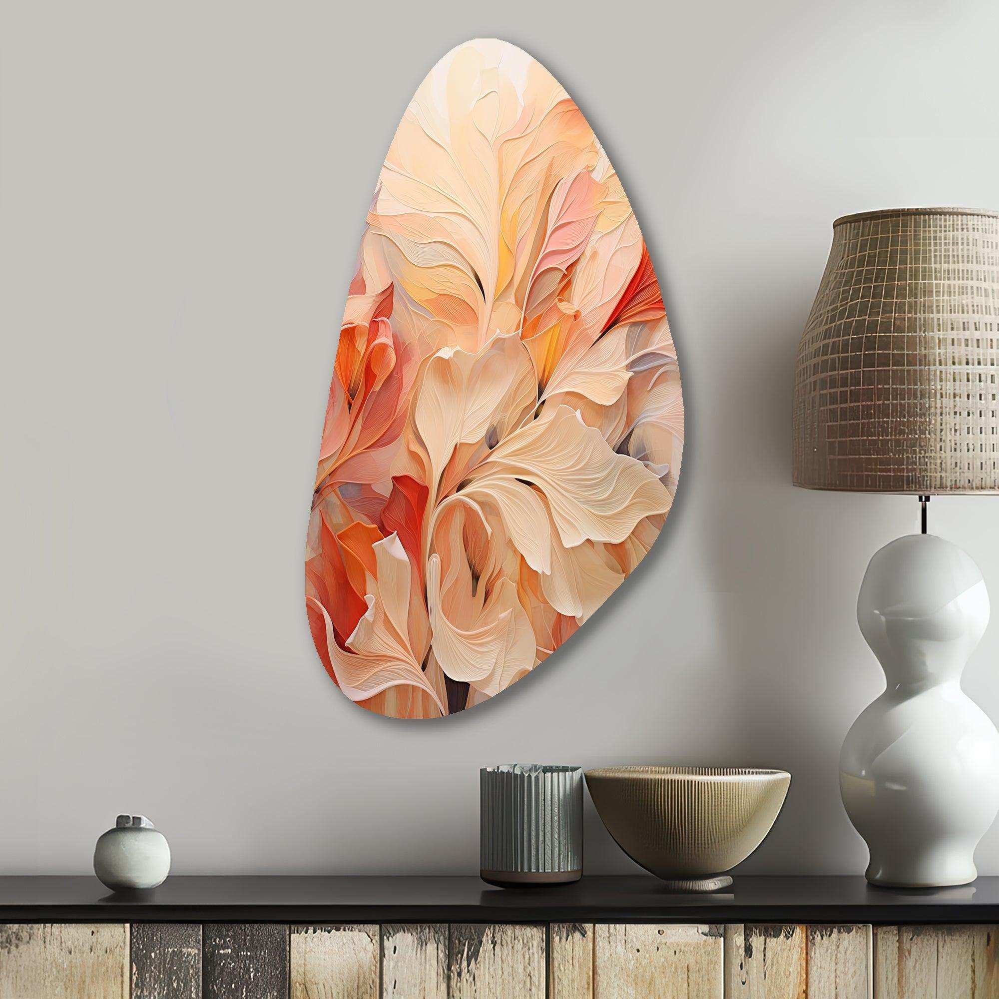 Minimalism Peach Flowers - Asymmetric Metal Wall Art