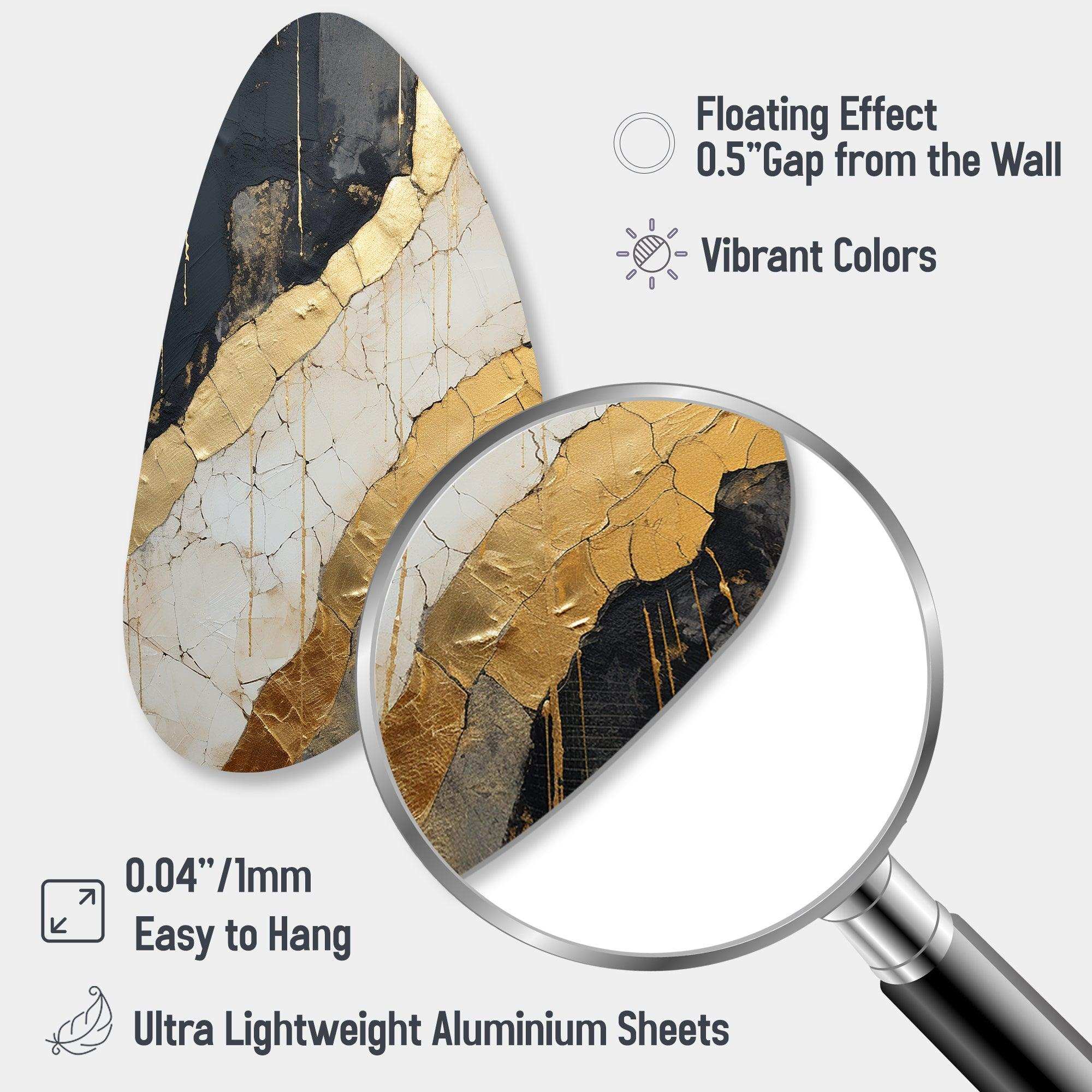 Black Gold Adorned Poteries V - Asymmetric Metal Wall Art