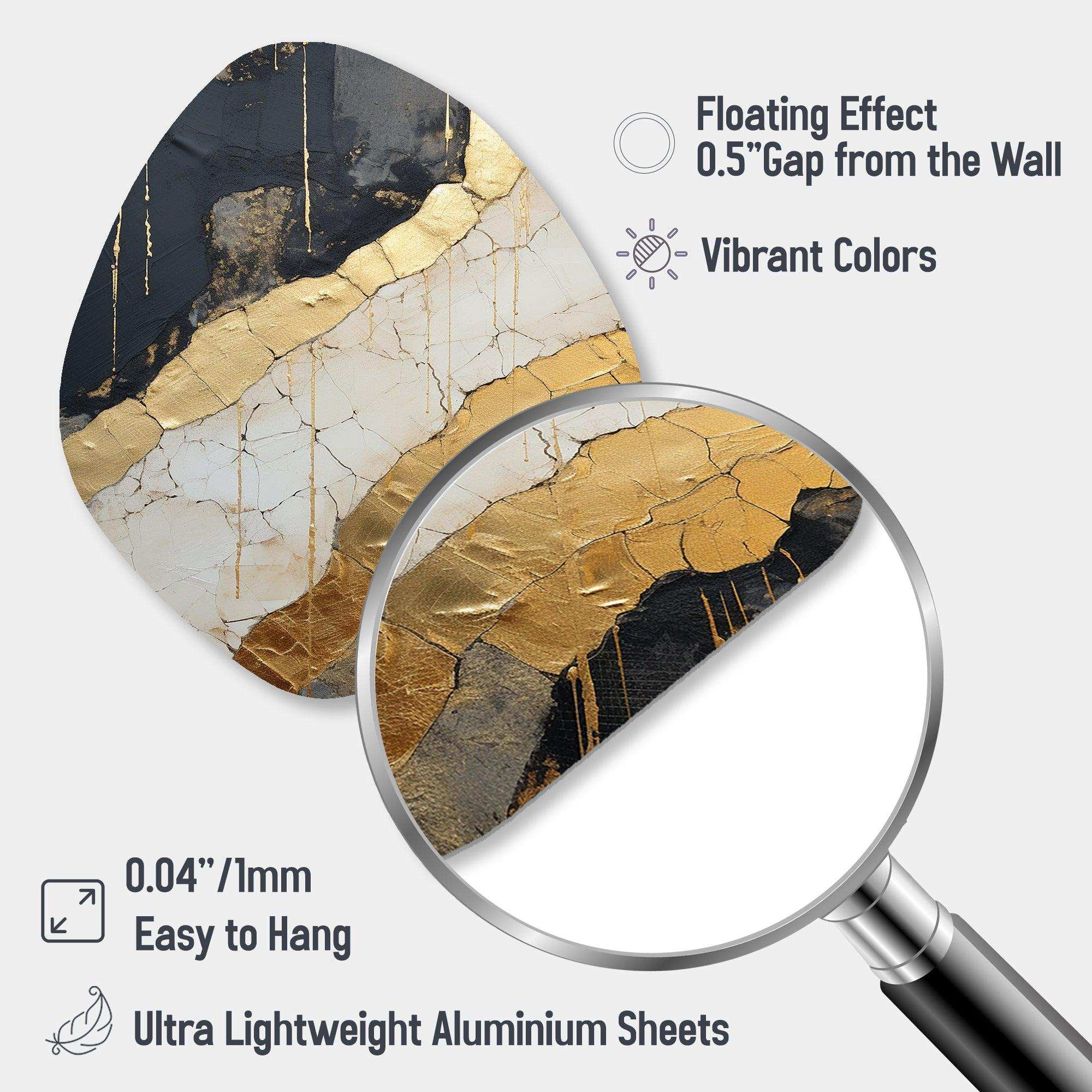 Black Gold Adorned Poteries V - Asymmetric Metal Wall Art