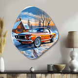 Muscle Car Charm In Winter I - Asymmetric Metal Wall Art