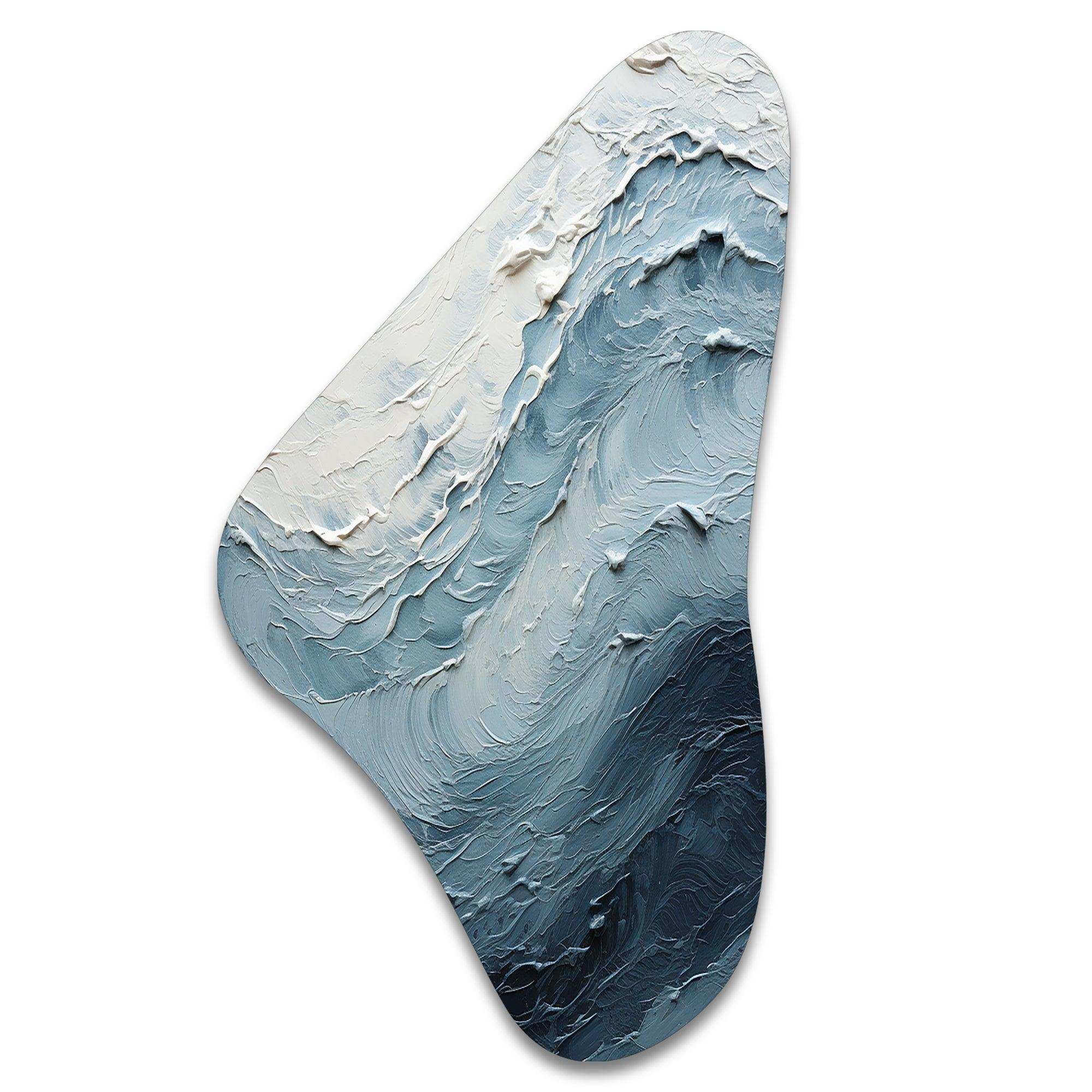 Minimalism Black And Blue Paint Wave II - Asymmetric Metal Wall Art