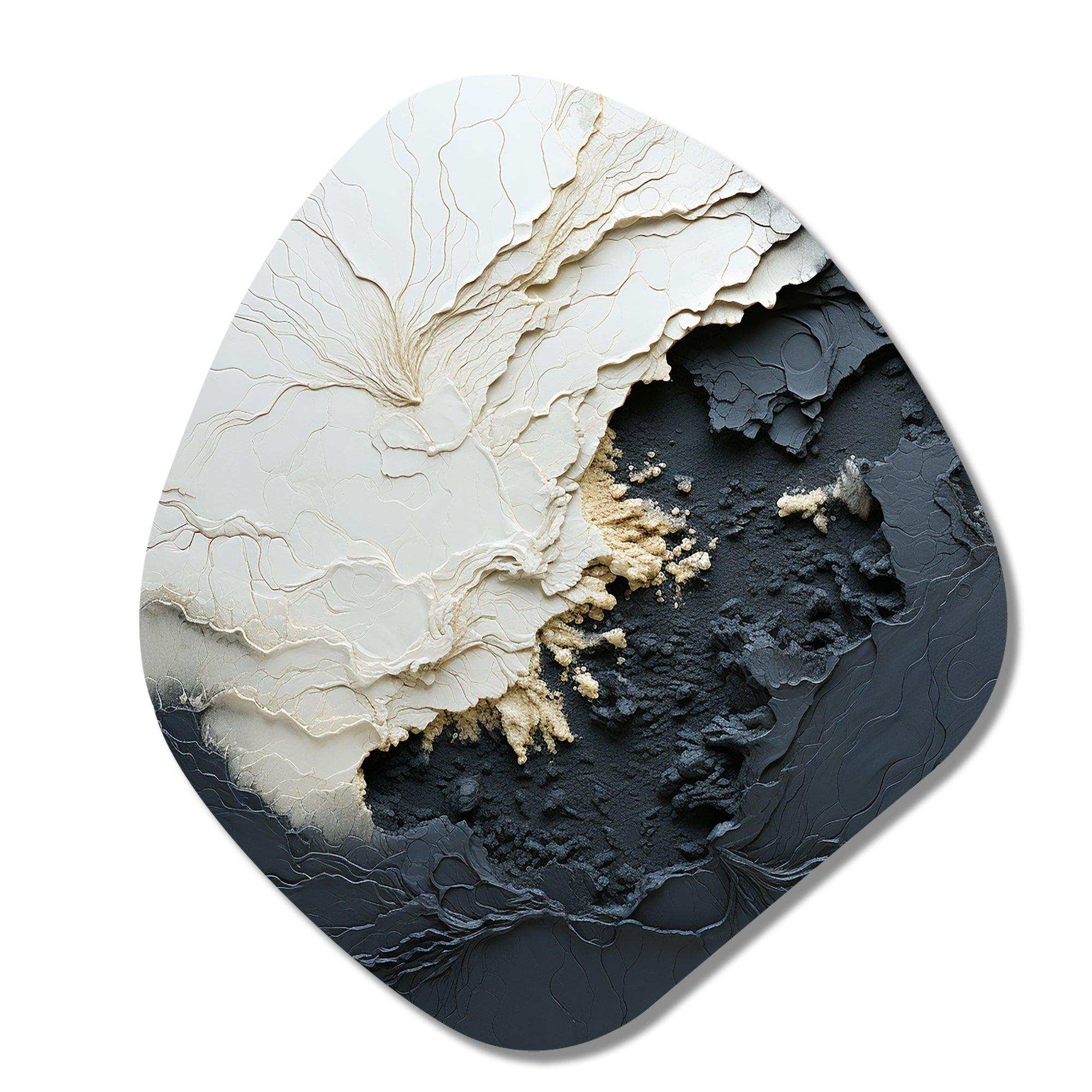 Minimalism Black And White Paint Wave III - Asymmetric Metal Wall Art