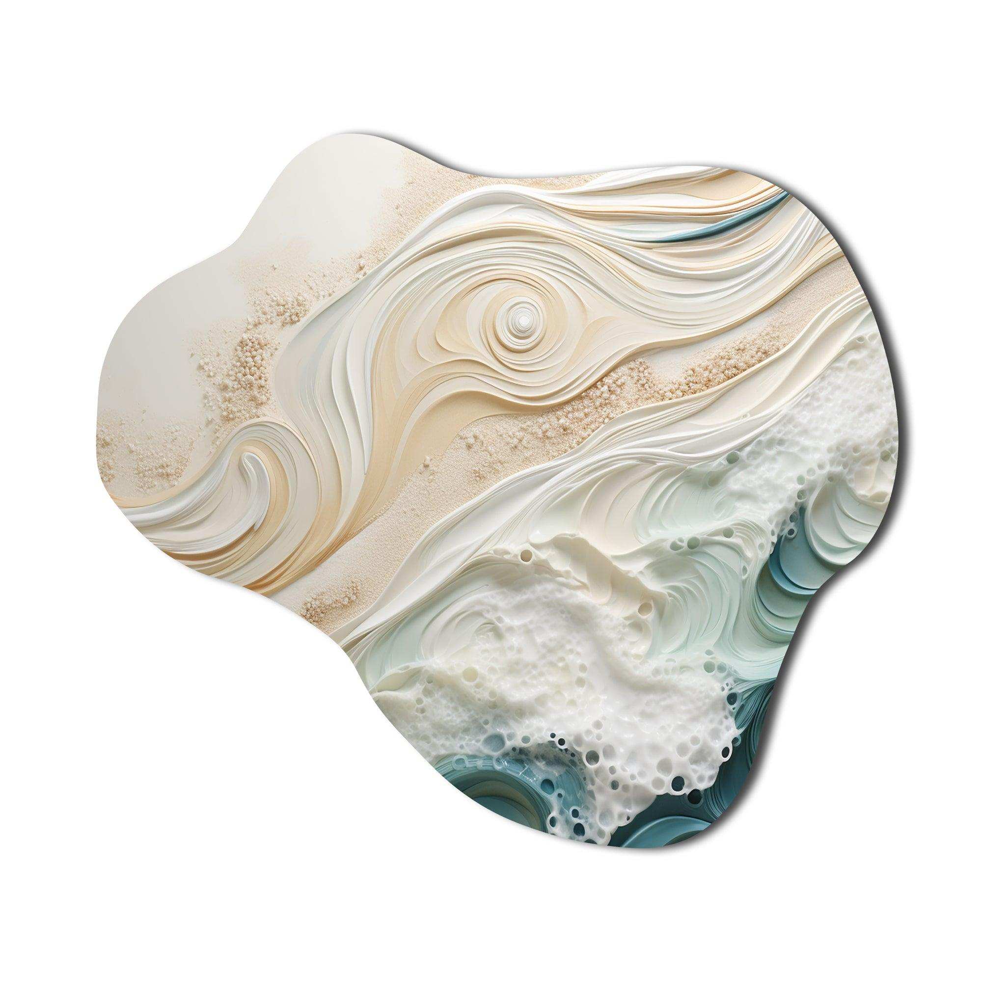 Modern Blue And Beige Sand Aerial View IV - Asymmetric Metal Wall Art