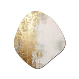 Minimal Gold And Beige Abstract River III - Asymmetric Metal Wall Art