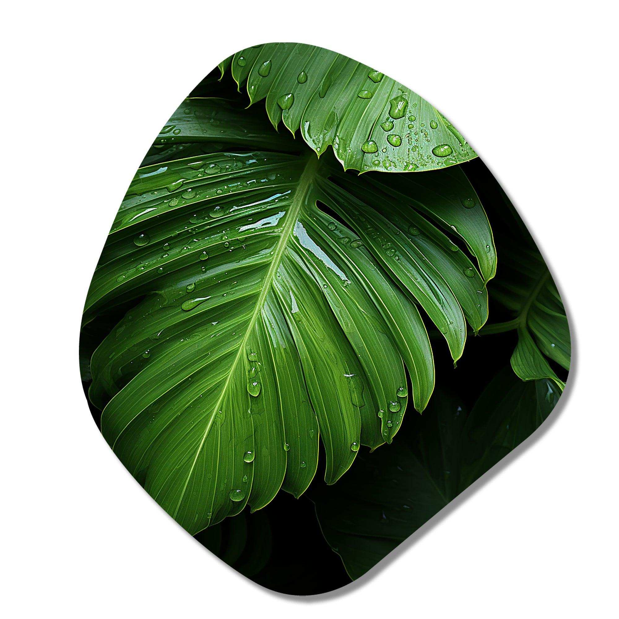 Palm Leaves Serenity - Asymmetric Metal Wall Art