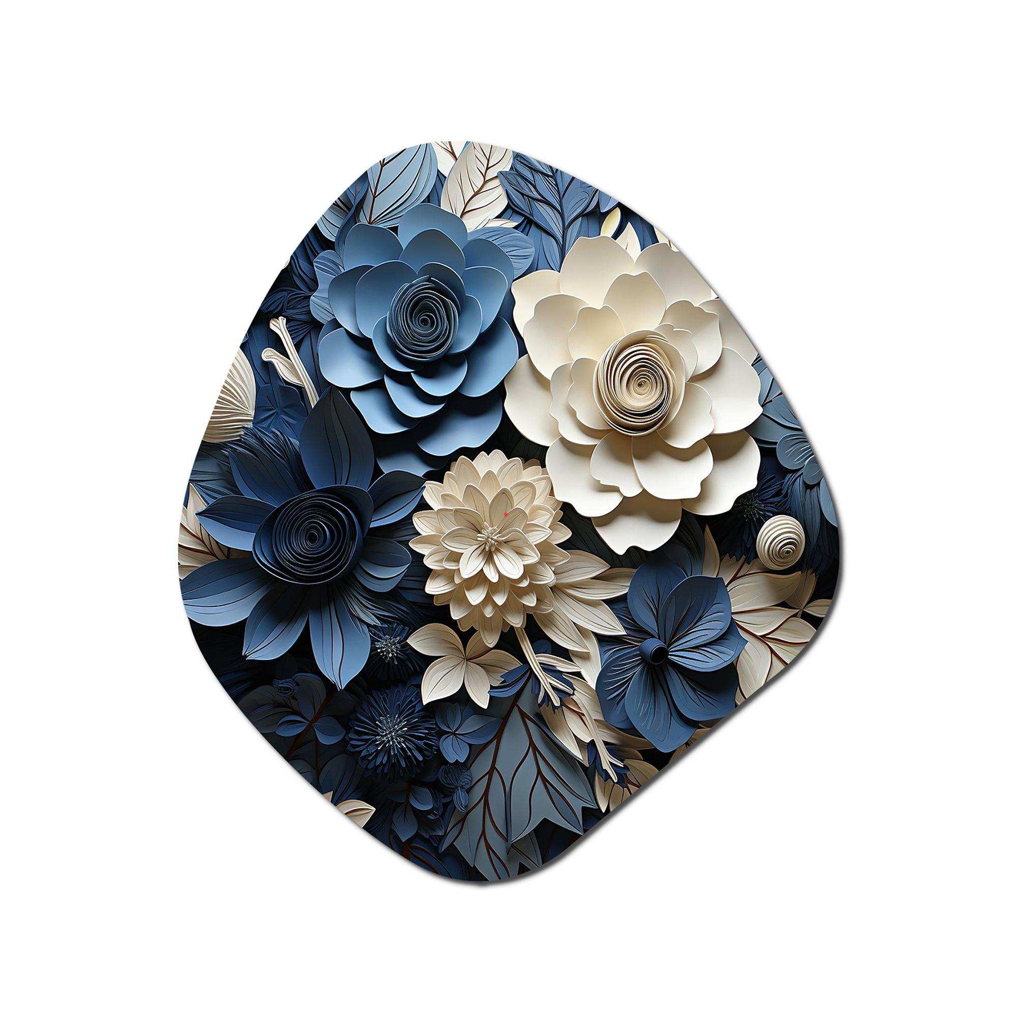 Blue Flower Crafted Delights I - Asymmetric Metal Wall Art
