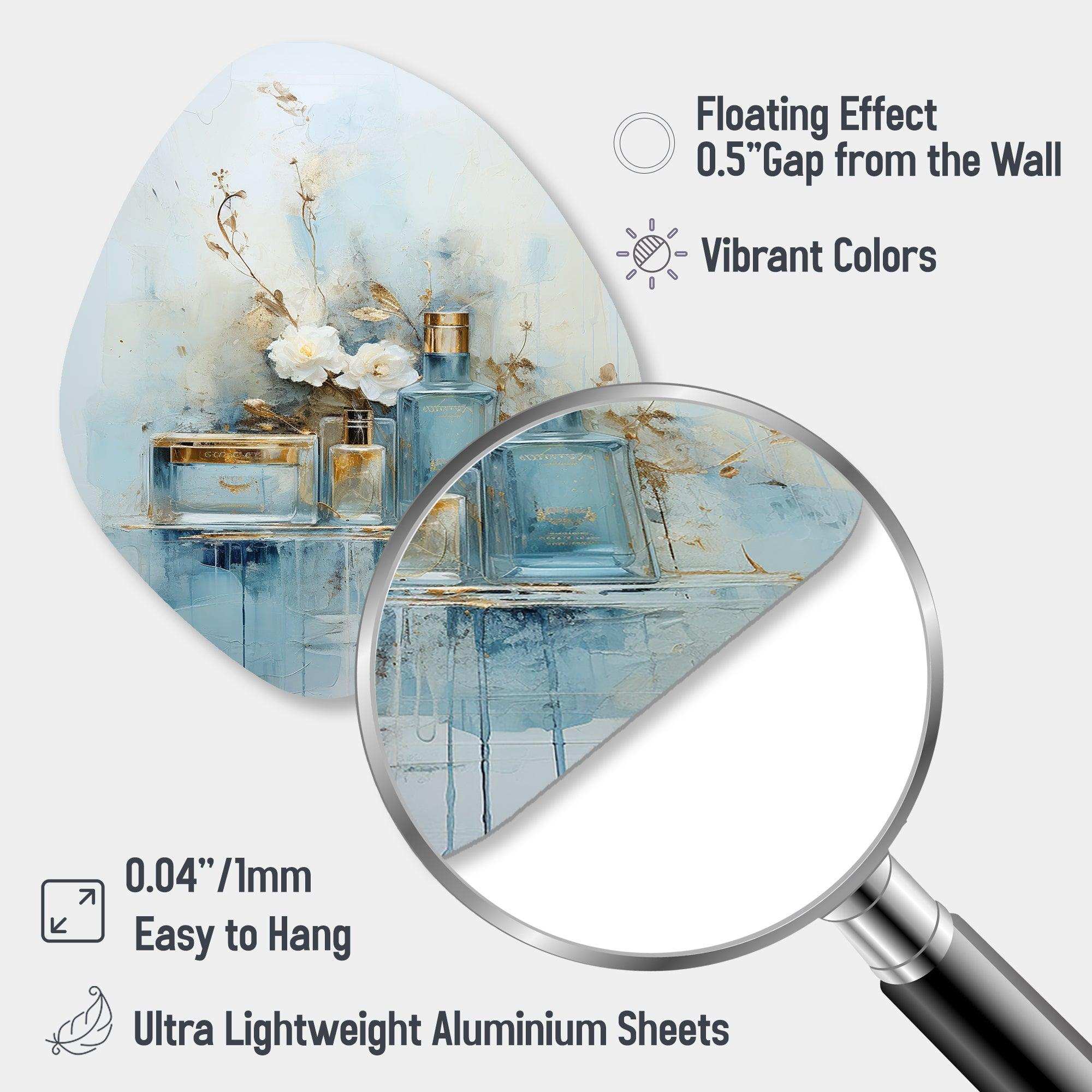 Blue Minimalism Bathroom Toiletries - Asymmetric Metal Wall Art