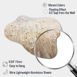 beige Wildflowers Floral Fantasy - Asymmetric Metal Wall Art