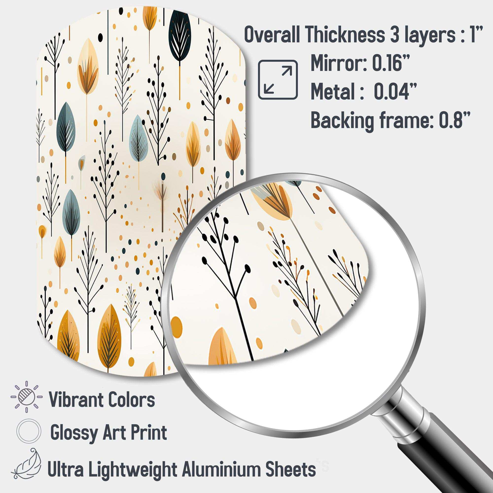 Minimalism Beige Ferns  Pattern - Asymmetric Metal Wall Art