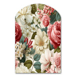Antique Rose Muted Green Garden - Asymmetric Metal Wall Art