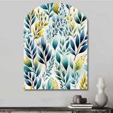 Watercolor Blue Foliage Botanical Pattern - Asymmetric Metal Wall Art