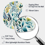 Watercolor Blue Foliage Botanical Pattern - Asymmetric Metal Wall Art