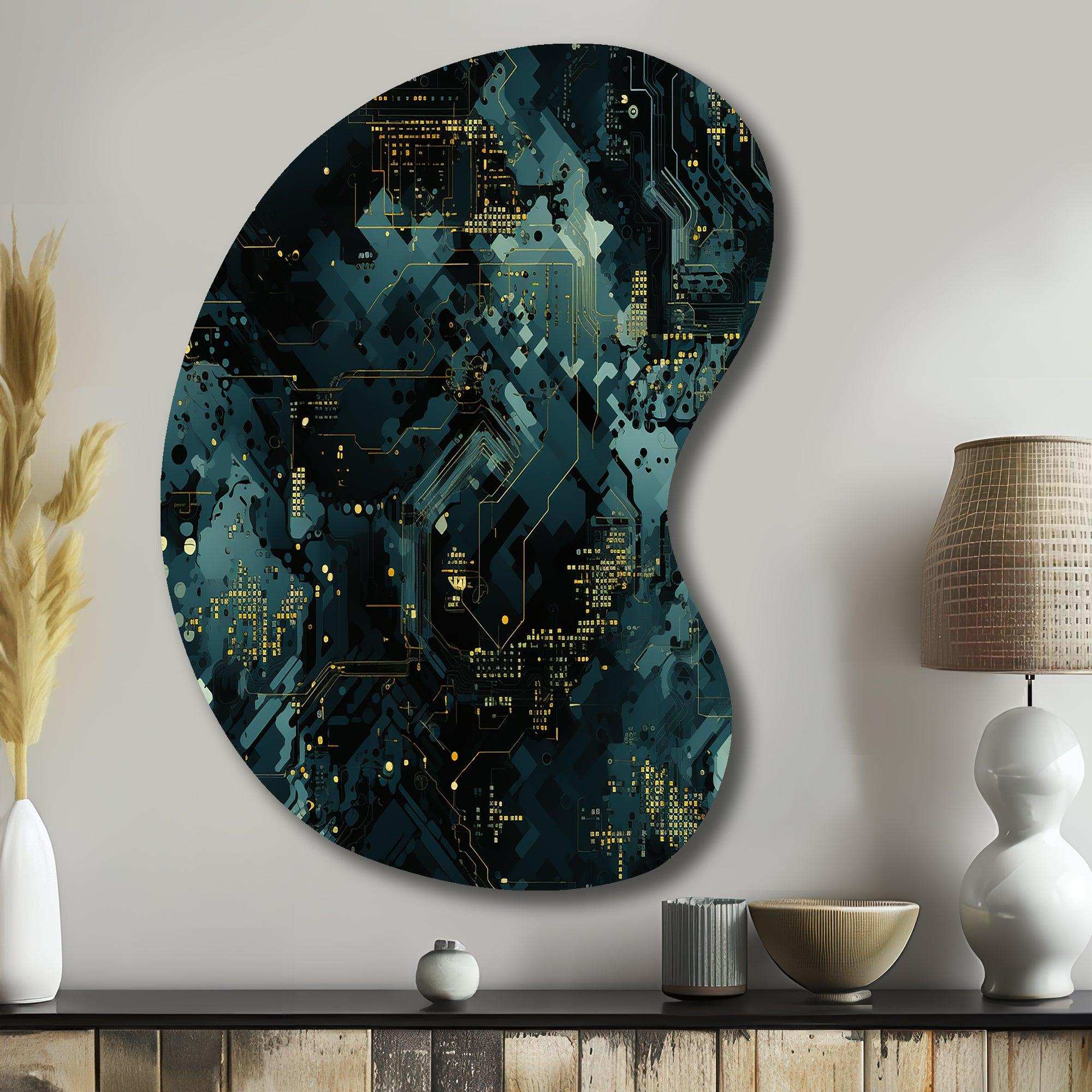 Cyber Camo Nexus - Asymmetric Metal Wall Art