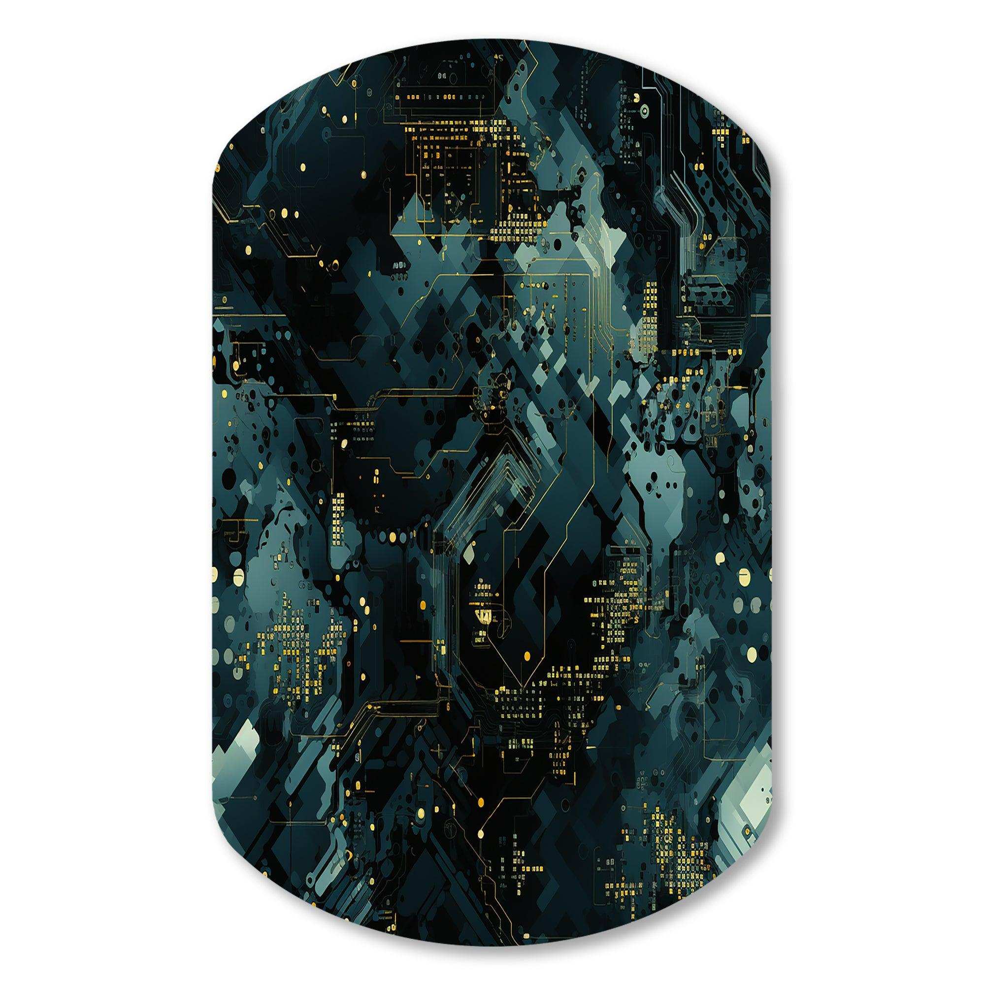 Cyber Camo Nexus - Asymmetric Metal Wall Art