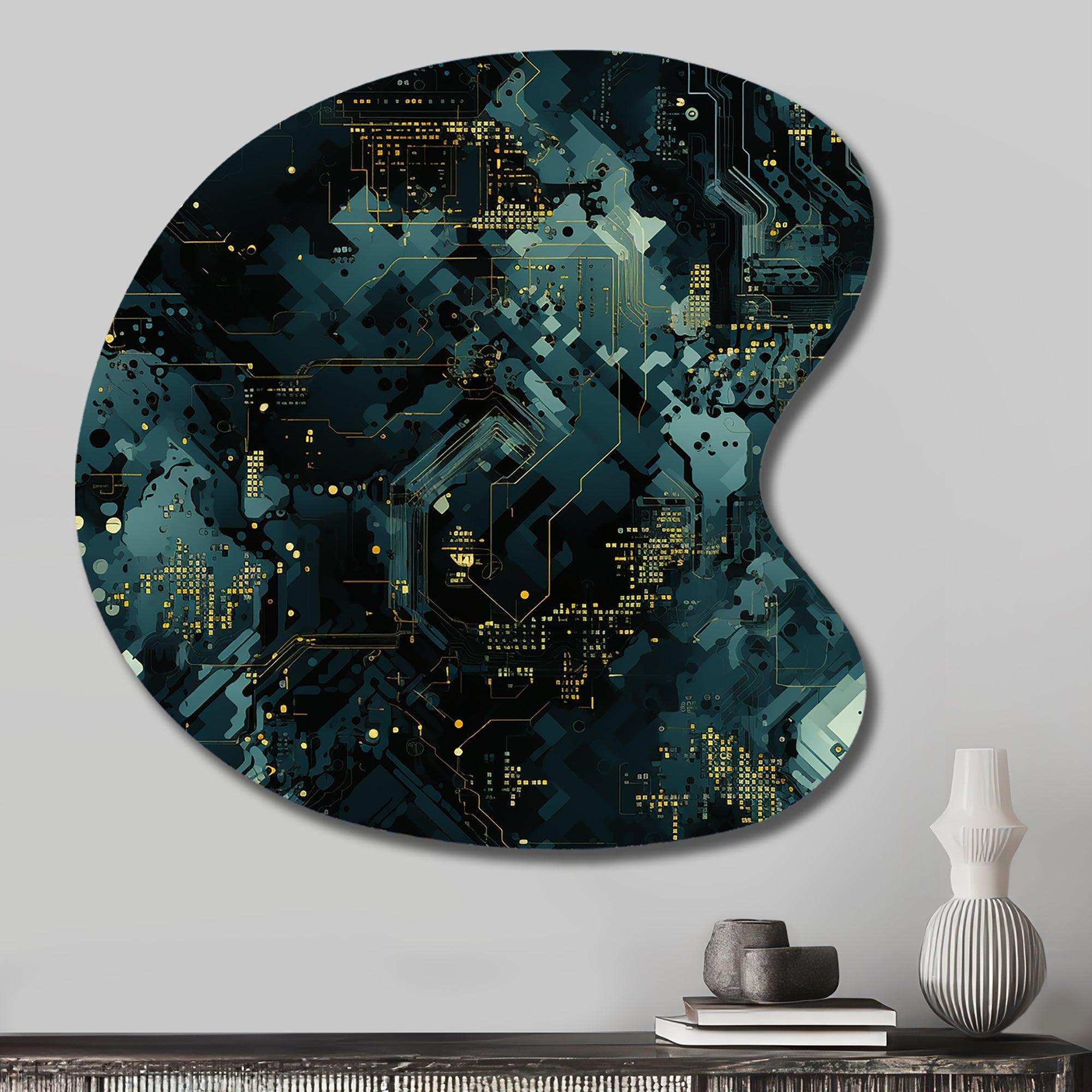 Cyber Camo Nexus - Asymmetric Metal Wall Art