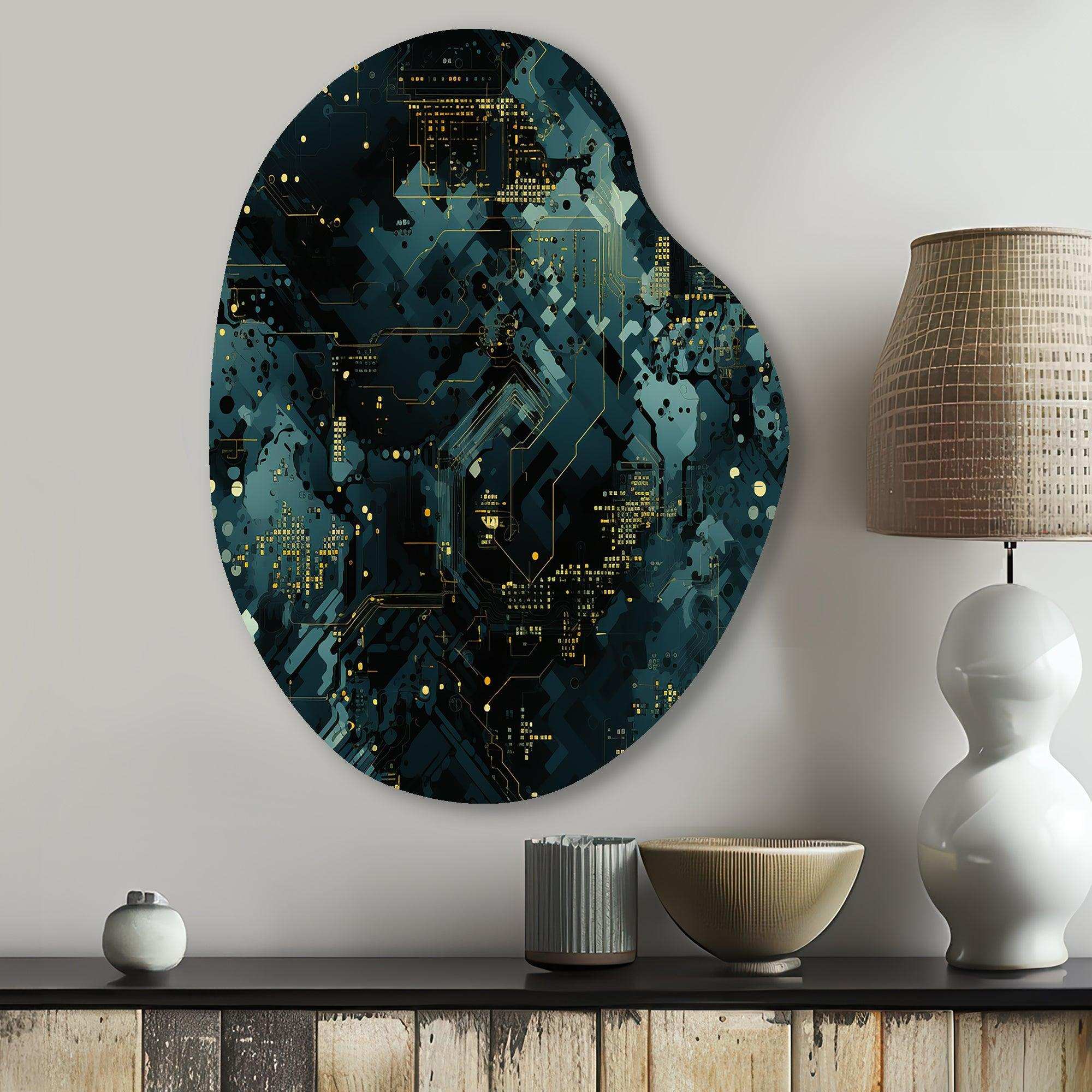 Cyber Camo Nexus - Asymmetric Metal Wall Art