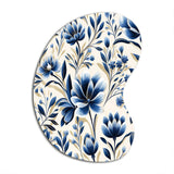 Blue And White Damask Flower - Asymmetric Metal Wall Art