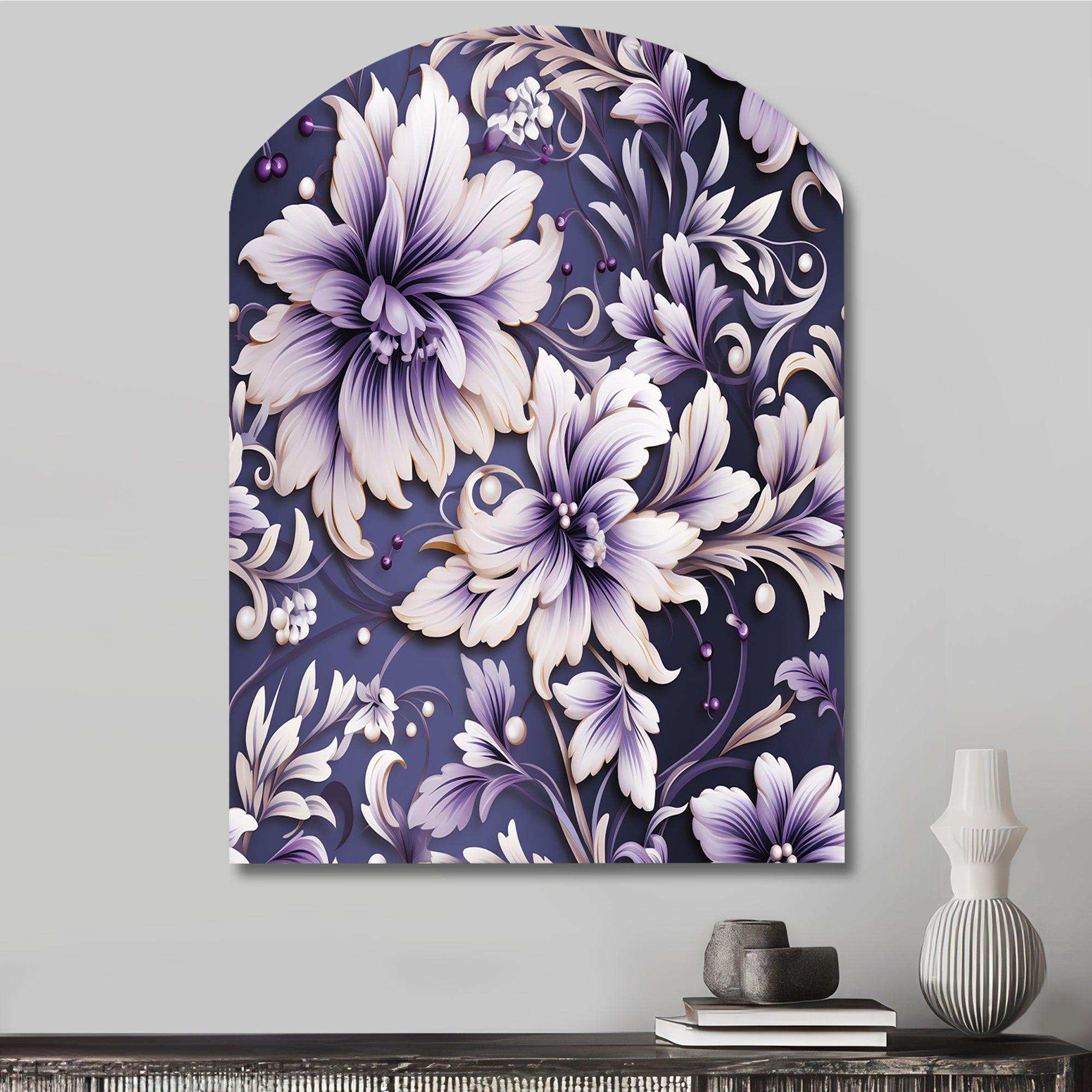Purple Love Knot Damask Captur - Asymmetric Metal Wall Art
