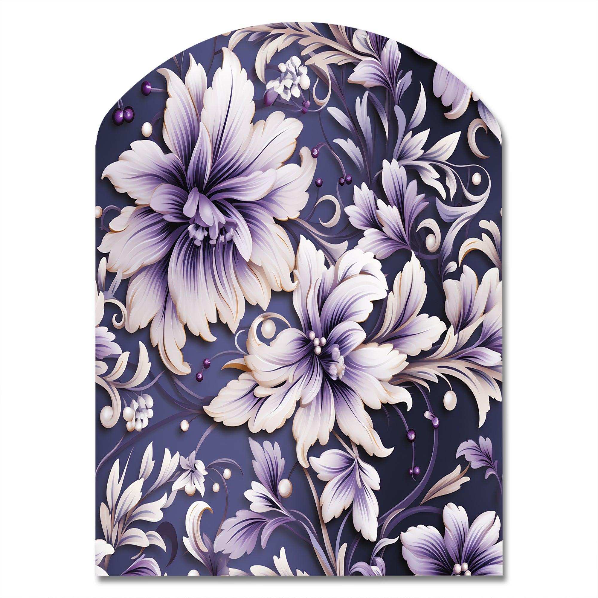 Purple Love Knot Damask Captur - Asymmetric Metal Wall Art