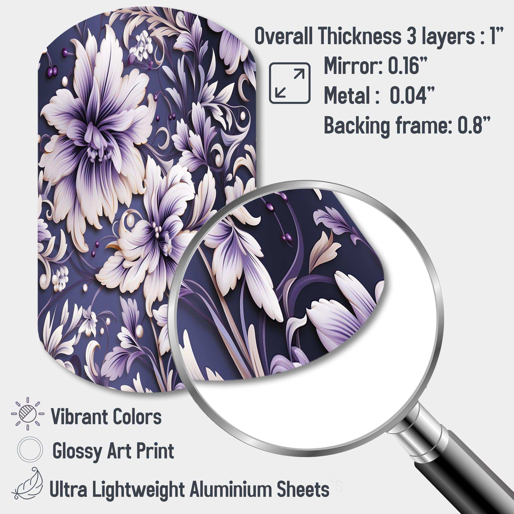 Purple Love Knot Damask Captur - Asymmetric Metal Wall Art