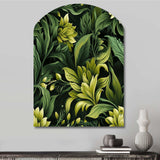 Tropical Green Jungle Damask - Asymmetric Metal Wall Art
