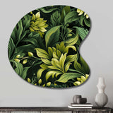 Tropical Green Jungle Damask - Asymmetric Metal Wall Art