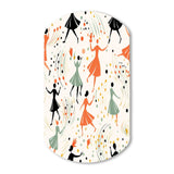 Midcentury Blue And Orange Poka Dota Dance - Asymmetric Metal Wall Art