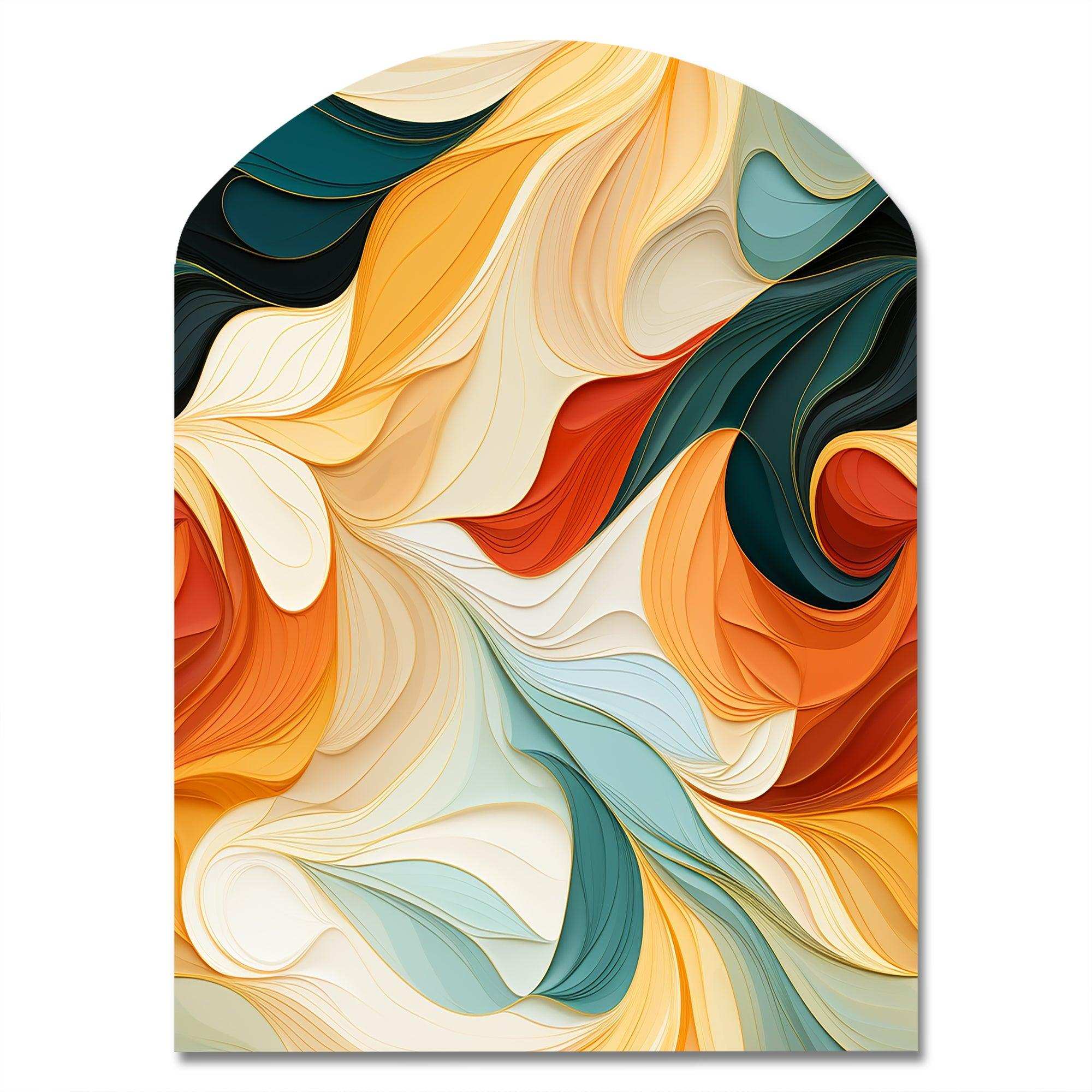 Multicolor Electic Waves Art - Asymmetric Metal Wall Art