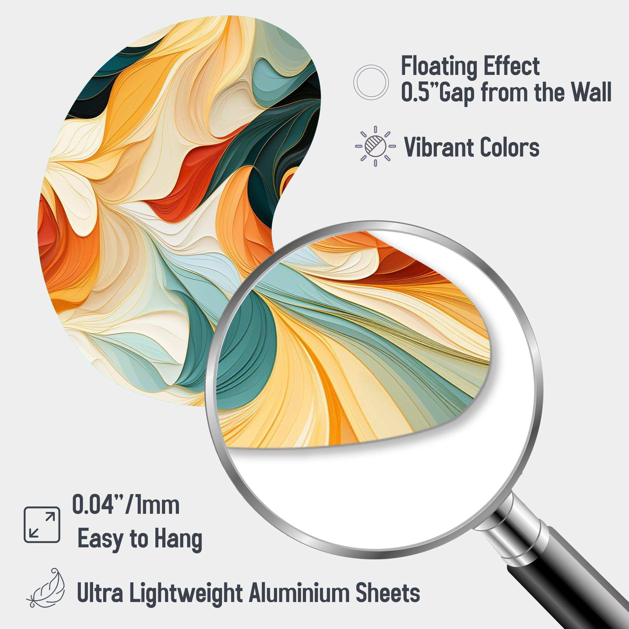 Multicolor Electic Waves Art - Asymmetric Metal Wall Art