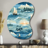 Coastal Tranquility Seaside Landscape - Asymmetric Metal Wall Art
