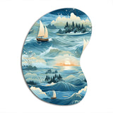 Coastal Tranquility Seaside Landscape - Asymmetric Metal Wall Art