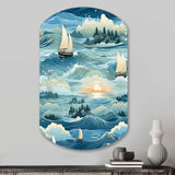 Coastal Tranquility Seaside Landscape - Asymmetric Metal Wall Art