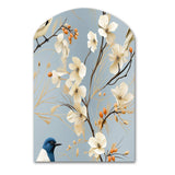 Minimalist Blue And White Bird Paradise - Asymmetric Metal Wall Art