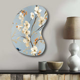 Minimalist Blue And White Bird Paradise - Asymmetric Metal Wall Art