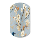 Minimalist Blue And White Bird Paradise - Asymmetric Metal Wall Art