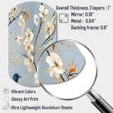 Minimalist Blue And White Bird Paradise - Asymmetric Metal Wall Art