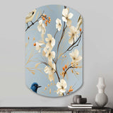Minimalist Blue And White Bird Paradise - Asymmetric Metal Wall Art