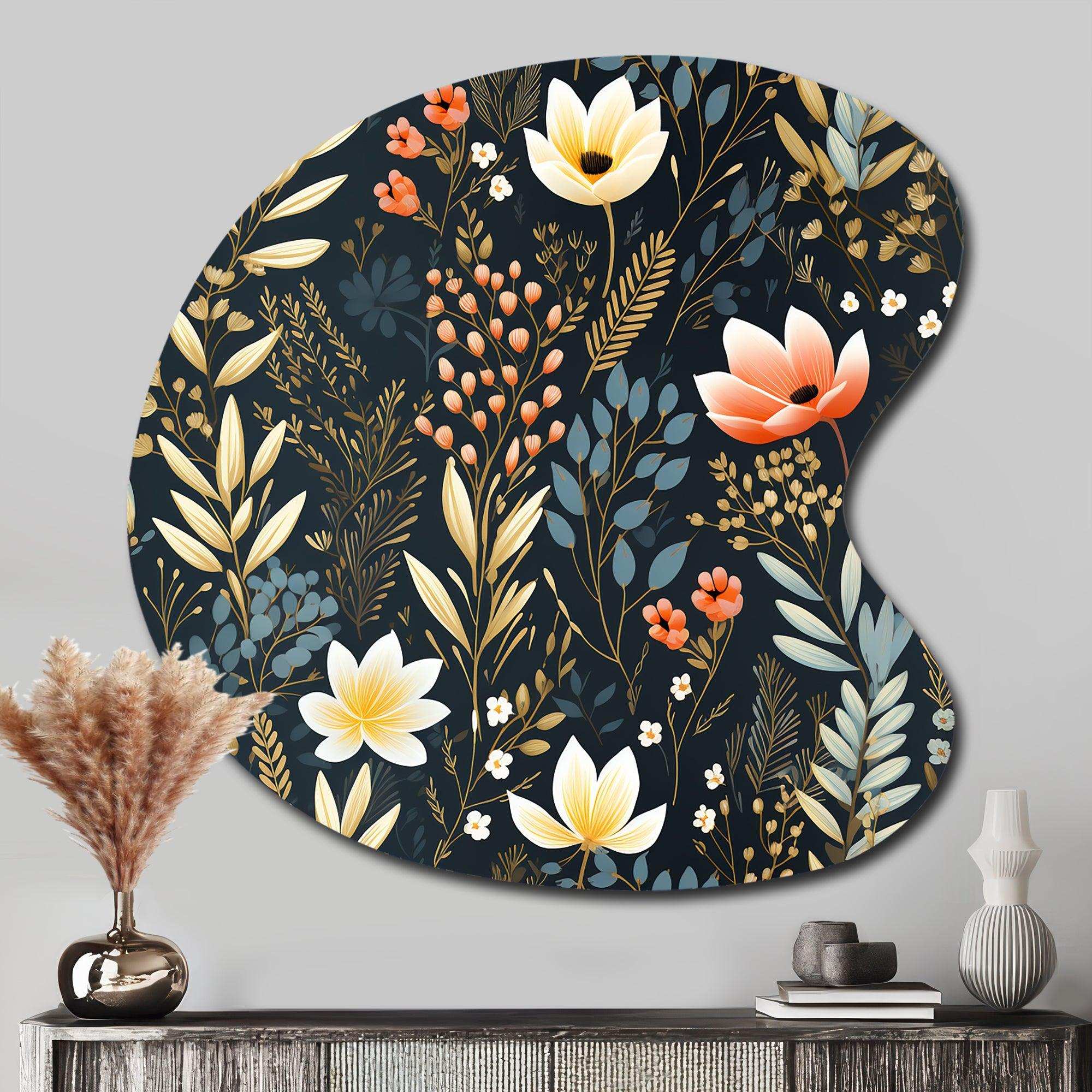 Nature'S Exquisite Floral Collage - Asymmetric Metal Wall Art