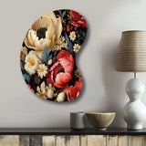 Red And Beige  Elegant Poppy Blossum Field - Asymmetric Metal Wall Art